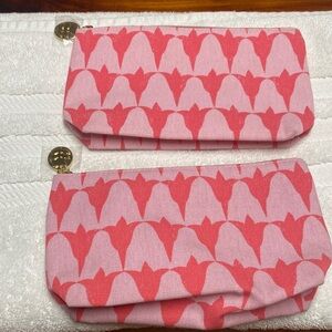 Pink Coral Patterned Canvas Cosmetic Pouch (Set of 2) Estée Lauder H12